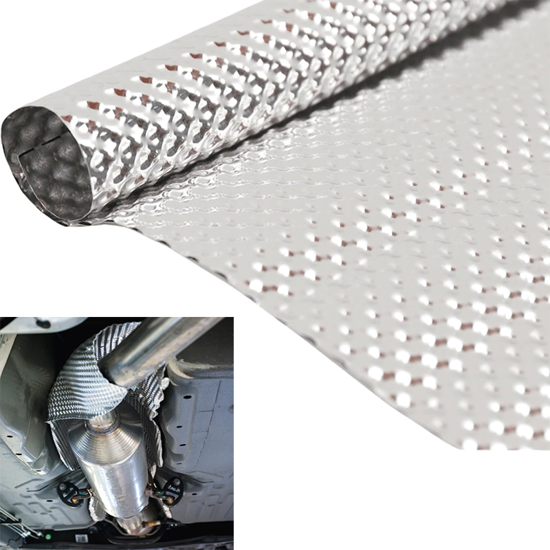 Exhaust Wrap Titanium - Embossed Aluminium Fit Car Exhaust Heat
