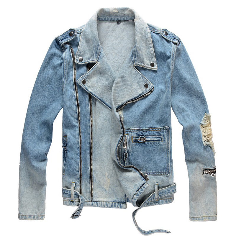 Motorcycle Gear Jeans - Sokotoo Men's Holes Ripped Blue Jean