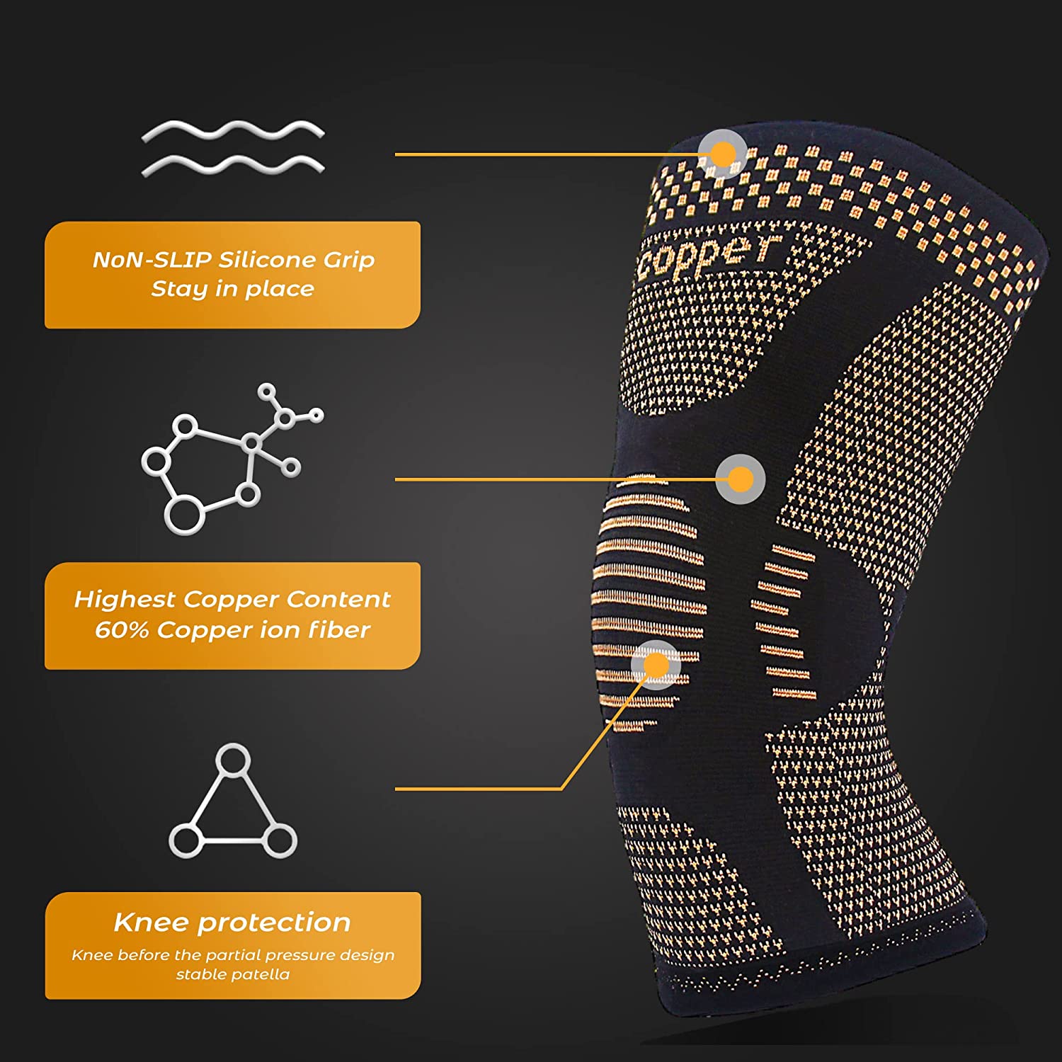 Copper Knee Braces Knee Compre - Knee Guard Hard 评论和价格